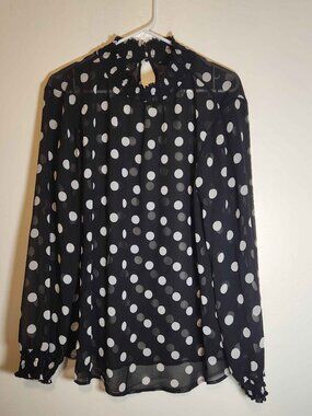 Torrid Black Chiffon Polka Dot Top